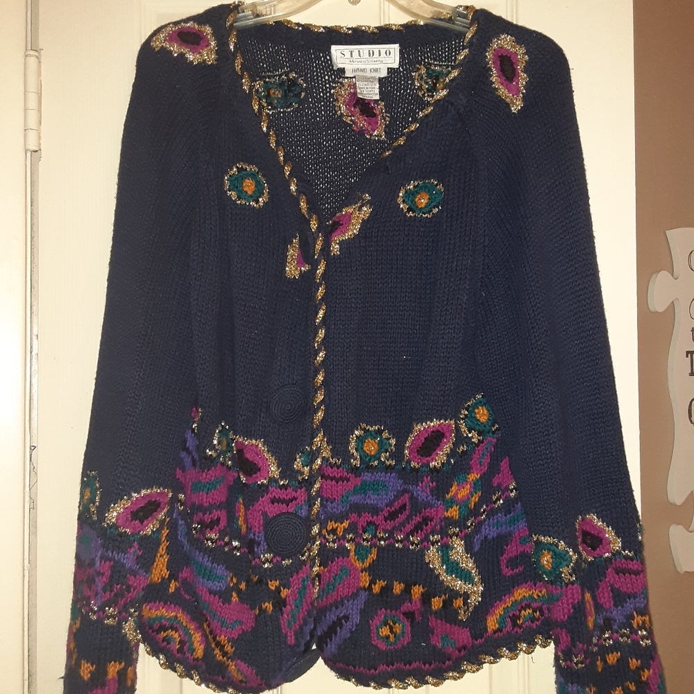 Michelle Stuart Sweater 52% Ramie 43% cotton Hand knit